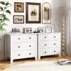 imageGiantex Small 3Drawer Dresser for Bedroom  285 x 18 x 26 Wide Chest of Drawers Modern Large Nightstand Storage Cabinet Closet Storage Organizer for Living Room Hallway WhiteWhite