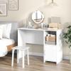 imageGiantex Small Computer Desk White Desk with Storage Cabinet ampamp Shelf Compact PC Laptop Table Workstation Makeup Vanity Table Modern Study Writing Desk for Small Space Bedroom Home Office