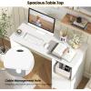 imageGiantex Small Computer Desk White Desk with Storage Cabinet ampamp Shelf Compact PC Laptop Table Workstation Makeup Vanity Table Modern Study Writing Desk for Small Space Bedroom Home Office