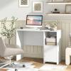 imageGiantex Small Computer Desk White Desk with Storage Cabinet ampamp Shelf Compact PC Laptop Table Workstation Makeup Vanity Table Modern Study Writing Desk for Small Space Bedroom Home Office