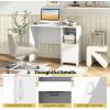 imageGiantex Small Computer Desk White Desk with Storage Cabinet ampamp Shelf Compact PC Laptop Table Workstation Makeup Vanity Table Modern Study Writing Desk for Small Space Bedroom Home Office