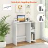 imageGiantex Small White Desk Compact Study Writing Desk with 3Position Adjustable Shelf AntiToppling Kit Modern PC Laptop Table Home Office Computer Workstation for Small Space Bedroom DormWhite