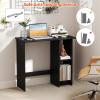imageGiantex Small White Desk Compact Study Writing Desk with 3Position Adjustable Shelf AntiToppling Kit Modern PC Laptop Table Home Office Computer Workstation for Small Space Bedroom DormBlack