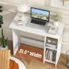 imageGiantex Small White Desk Compact Study Writing Desk with 3Position Adjustable Shelf AntiToppling Kit Modern PC Laptop Table Home Office Computer Workstation for Small Space Bedroom DormWhite