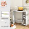 imageGiantex Small White Desk Compact Study Writing Desk with 3Position Adjustable Shelf AntiToppling Kit Modern PC Laptop Table Home Office Computer Workstation for Small Space Bedroom DormWhite