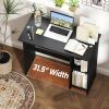 imageGiantex Small White Desk Compact Study Writing Desk with 3Position Adjustable Shelf AntiToppling Kit Modern PC Laptop Table Home Office Computer Workstation for Small Space Bedroom DormBlack