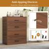 imageGiantex Stackable 2Drawer Dressers for Bedroom  Short Dresser Two Drawer Storage Cabinet wHandles ampamp AntiTopping Device Small Dresser Chest of 2 Drawers for Closet Bedroom 1 WhiteWalnut