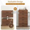 imageGiantex Stackable 2Drawer Dressers for Bedroom  Short Dresser Two Drawer Storage Cabinet wHandles ampamp AntiTopping Device Small Dresser Chest of 2 Drawers for Closet Bedroom 1 WhiteWalnut