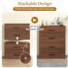 imageGiantex Stackable 2Drawer Dressers for Bedroom  Short Dresser Two Drawer Storage Cabinet wHandles ampamp AntiTopping Device Small Dresser Chest of 2 Drawers for Closet Bedroom 1 WhiteWalnut