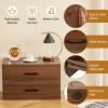 imageGiantex Stackable 2Drawer Dressers for Bedroom  Short Dresser Two Drawer Storage Cabinet wHandles ampamp AntiTopping Device Small Dresser Chest of 2 Drawers for Closet Bedroom 1 WhiteWalnut