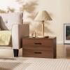 imageGiantex Stackable 2Drawer Dressers for Bedroom  Short Dresser Two Drawer Storage Cabinet wHandles ampamp AntiTopping Device Small Dresser Chest of 2 Drawers for Closet Bedroom 1 WhiteWalnut