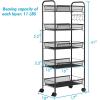 imageGiantex Storage Rack Trolley Cart Home Kitchen Organizer Utility Baskets with 5 Hooks 5 Tier BlackBlack