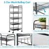 imageGiantex Storage Rack Trolley Cart Home Kitchen Organizer Utility Baskets with 5 Hooks 5 Tier BlackBlack