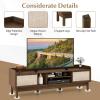 imageGiantex TV Stand for 65 TV Entertainment Center with Woven Doors Sliding Door Adjustable Shelf ampamp Compartment Cable Holes Mid Century Modern Media Console Table Television Stands for Living Room