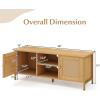 imageGiantex TV Stand for TVs up to 55  Farmhouse Entertainment Center with 2 Cabinets Storage Shelves PE Rattan Doors 5 Metal Legs Cable Management Holes Boho TV Media Console for Living Room