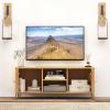 imageGiantex TV Stand for TVs up to 55  Farmhouse Entertainment Center with 2 Cabinets Storage Shelves PE Rattan Doors 5 Metal Legs Cable Management Holes Boho TV Media Console for Living Room