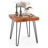 imageGiantex Teak Wood End Table Solid Live Edge Outdoor Side Table wNatural Grain ampamp HeavyDuty Metal Legs Rustic Plant Stand for Living Room Patio Balcony 16quot x 16quot x 18quot 1 Square1