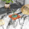 imageGiantex Teak Wood End Table Solid Live Edge Outdoor Side Table wNatural Grain ampamp HeavyDuty Metal Legs Rustic Plant Stand for Living Room Patio Balcony 16quot x 16quot x 18quot 1 Square1