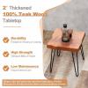 imageGiantex Teak Wood End Table Solid Live Edge Outdoor Side Table wNatural Grain ampamp HeavyDuty Metal Legs Rustic Plant Stand for Living Room Patio Balcony 16quot x 16quot x 18quot 1 Square1