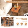imageGiantex Teak Wood End Table Solid Live Edge Outdoor Side Table wNatural Grain ampamp HeavyDuty Metal Legs Rustic Plant Stand for Living Room Patio Balcony 16quot x 16quot x 18quot 1 Square2