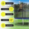 imageGiantex Trampoline Safety Net 8 10 12 14 15 16Ft WeatherResistant Replacement Enclosure Net for Round Frame with DoubleHeaded Zippers Protection Buckles ampamp Enhanced Hook Poles Not Included12FT 8 Poles