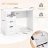 imageGiantex White Desk with Drawers Modern Computer Desk with Charging Station PC Laptop Table Computer Workstation with Storage Makeup Vanity Table Writing Desk for Bedroom