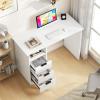 imageGiantex White Desk with Drawers Modern Computer Desk with Charging Station PC Laptop Table Computer Workstation with Storage Makeup Vanity Table Writing Desk for Bedroom