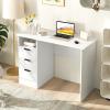 imageGiantex White Desk with Drawers Modern Computer Desk with Charging Station PC Laptop Table Computer Workstation with Storage Makeup Vanity Table Writing Desk for Bedroom