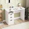 imageGiantex White Desk with Drawers Modern Computer Desk with Charging Station PC Laptop Table Computer Workstation with Storage Makeup Vanity Table Writing Desk for Bedroom