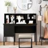 imageGiantex White Desk with Drawers ampamp Hutch Home Office Desk with Charging Station 5 Storage Cubbies Makeup Vanity Table Modern Study Writing Desk PC Laptop Desks Computer Workstation for BedroomBlack