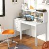 imageGiantex White Desk with Drawers ampamp Hutch Home Office Desk with Charging Station 5 Storage Cubbies Makeup Vanity Table Modern Study Writing Desk PC Laptop Desks Computer Workstation for BedroomWhite
