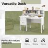 imageGiantex White Desk with Drawers ampamp Hutch Home Office Desk with Charging Station 5 Storage Cubbies Makeup Vanity Table Modern Study Writing Desk PC Laptop Desks Computer Workstation for BedroomWhite