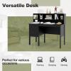 imageGiantex White Desk with Drawers ampamp Hutch Home Office Desk with Charging Station 5 Storage Cubbies Makeup Vanity Table Modern Study Writing Desk PC Laptop Desks Computer Workstation for BedroomBlack