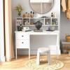 imageGiantex White Desk with Drawers ampamp Hutch Home Office Desk with Charging Station 5 Storage Cubbies Makeup Vanity Table Modern Study Writing Desk PC Laptop Desks Computer Workstation for BedroomWhite