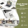 imageGiantex White Desk with Drawers ampamp Hutch Home Office Desk with Charging Station 5 Storage Cubbies Makeup Vanity Table Modern Study Writing Desk PC Laptop Desks Computer Workstation for BedroomWhite