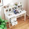 imageGiantex White Desk with Drawers ampamp Hutch Home Office Desk with Charging Station 5 Storage Cubbies Makeup Vanity Table Modern Study Writing Desk PC Laptop Desks Computer Workstation for BedroomWhite