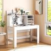 imageGiantex White Desk with Hutch Home Office Desk with Bookshelf Computer Workstation PC Laptop Table with AntiToppling Device ampamp Cable Hole Modern Study Writing Desk for Small Spaces BedroomWhite
