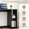 imageGiantex White Small Desk for Bedroom 315 Inch Home Office Computer Desk with Shelves Space Saving Study Writing Desk Modern Simple Laptop Desk for Small Spaces WhiteBlack