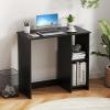 imageGiantex White Small Desk for Bedroom 315 Inch Home Office Computer Desk with Shelves Space Saving Study Writing Desk Modern Simple Laptop Desk for Small Spaces WhiteBlack