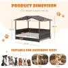 imageGiantex Wicker Dog House Raised Rattan Dog Bed with Waterproof Roof Washable Cushion Cover Steel Frame Indoor Outdoor Elevated Dog Bed Pet House for Small Medium Dogs Cats Easy AssemblyBrown House  White Cushion