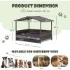 imageGiantex Wicker Dog House Raised Rattan Dog Bed with Waterproof Roof Washable Cushion Cover Steel Frame Indoor Outdoor Elevated Dog Bed Pet House for Small Medium Dogs Cats Easy AssemblyBrown House  Grey Cushion