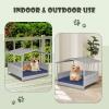 imageGiantex Wicker Dog House Raised Rattan Dog Bed with Waterproof Roof Washable Cushion Cover Steel Frame Indoor Outdoor Elevated Dog Bed Pet House for Small Medium Dogs Cats Easy AssemblyLight Grey House  Navy Cushion