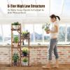 imageGiantex Wood Plant Stand Rack 5 Tier 6 Potted Multiple Plant Stand Flower Pots Holder Display Shelf Rack Planter Indoor Outdoor for Garden Corner Balcony Patio Living Room