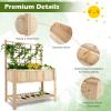 imageGiantex Wood Planter with Trellis Standing Raised Garden Bed Liner Storage Shelf Elevated Plant Box Stand for Climbing Flower Vegetable Herb Indoor Outdoor Patio Lawn Balcony