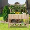 imageGiantex Wood Planter with Trellis Standing Raised Garden Bed Liner Storage Shelf Elevated Plant Box Stand for Climbing Flower Vegetable Herb Indoor Outdoor Patio Lawn Balcony