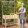 imageGiantex Wood Planter with Trellis Standing Raised Garden Bed Liner Storage Shelf Elevated Plant Box Stand for Climbing Flower Vegetable Herb Indoor Outdoor Patio Lawn Balcony