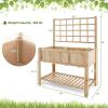 imageGiantex Wood Planter with Trellis Standing Raised Garden Bed Liner Storage Shelf Elevated Plant Box Stand for Climbing Flower Vegetable Herb Indoor Outdoor Patio Lawn Balcony