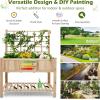 imageGiantex Wood Planter with Trellis Standing Raised Garden Bed Liner Storage Shelf Elevated Plant Box Stand for Climbing Flower Vegetable Herb Indoor Outdoor Patio Lawn Balcony