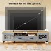 imageGiantex Wood TV Stand for TVs up to 80quot Modern Entertainment Center with Storage Drawers Side Cabinets Wood Television Stands Media TV Console Table for Living Room Bedroom Oak ampamp Bluish GrayOak  Bluish Gray