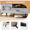 imageGiantex Wood TV Stand for TVs up to 80quot Modern Entertainment Center with Storage Drawers Side Cabinets Wood Television Stands Media TV Console Table for Living Room Bedroom Oak ampamp Bluish GrayOak  Bluish Gray